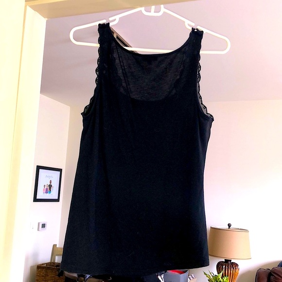 Express black tank top with sequined neckline & lined with built-in cami - Picture 4 of 7